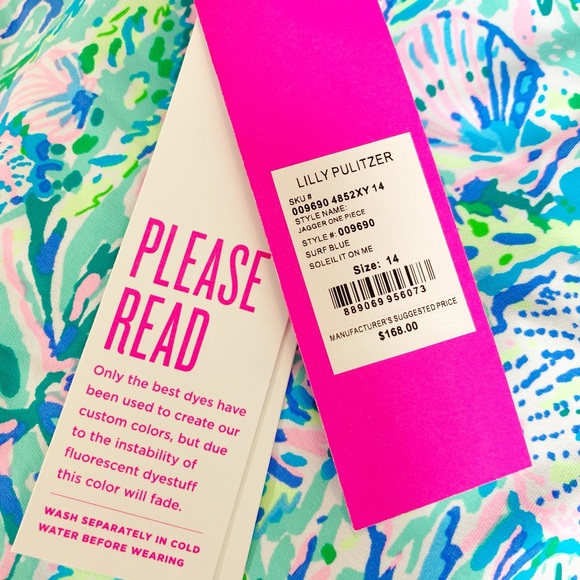 Lilly Pulitzer Jagger Swimsuit Soleil it to Me Surf Blue Sz 14 - Picture 9 of 9